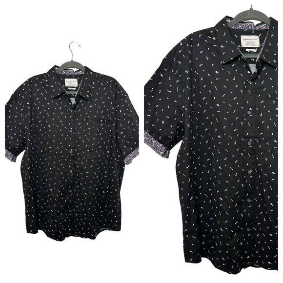 Paper Denium & Cloth Mens Button Up Short Sleeve Summer Casual Black Shirt SZ 1X - Picture 1 of 6